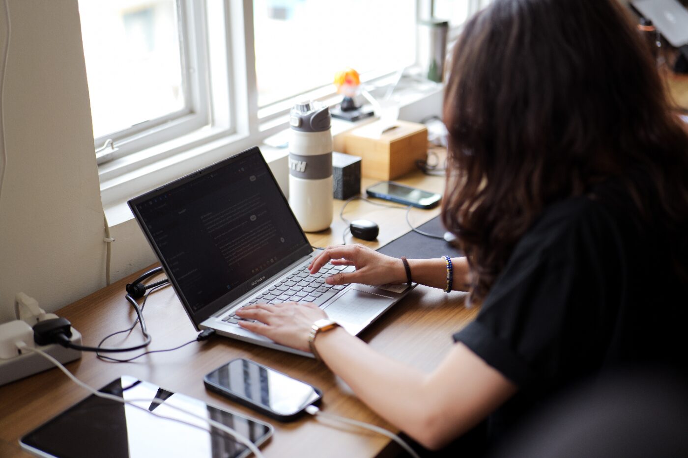 A developer working with a model in the editor